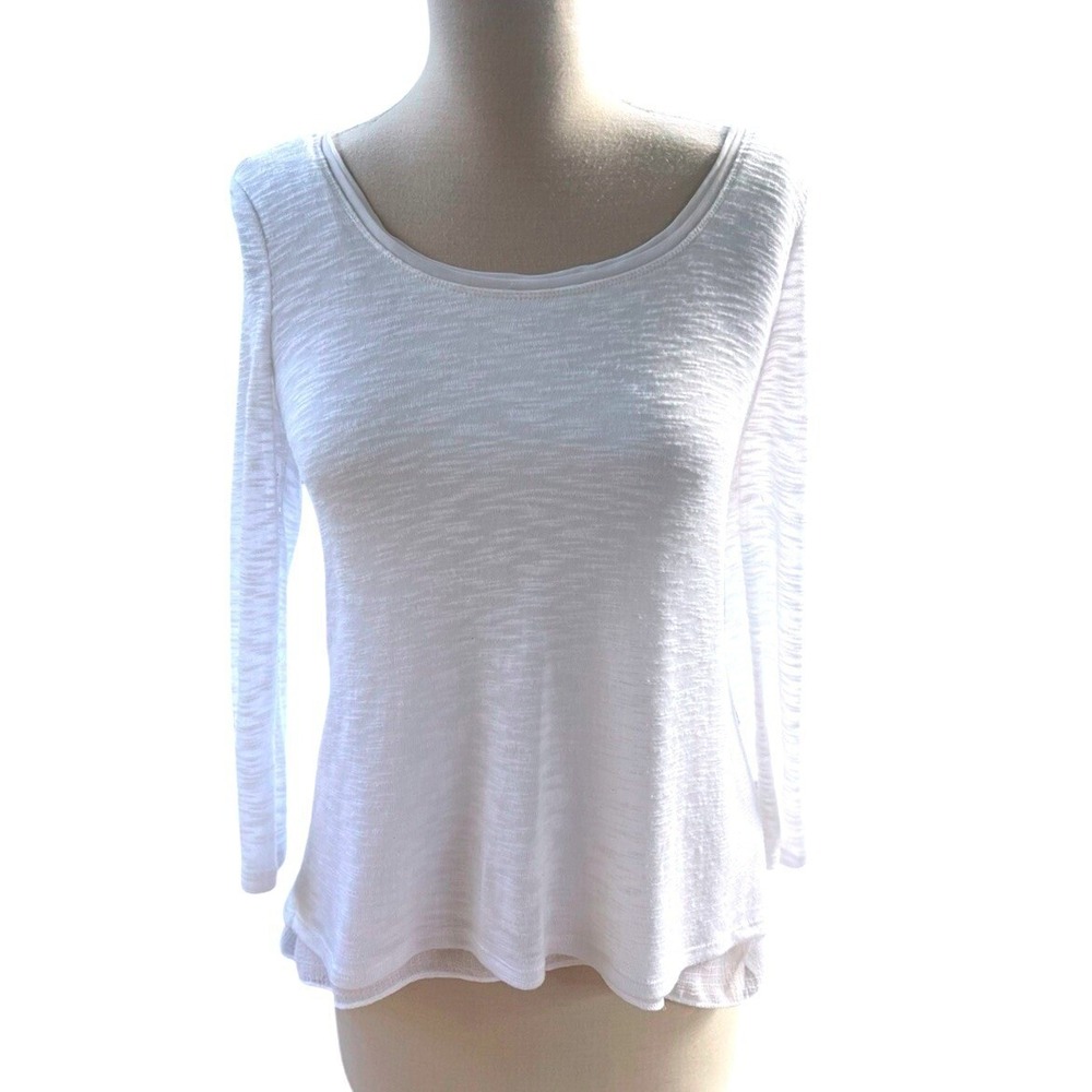 White House Black Market‎ Minimalist Top Long Sleeve Split Back White Size M